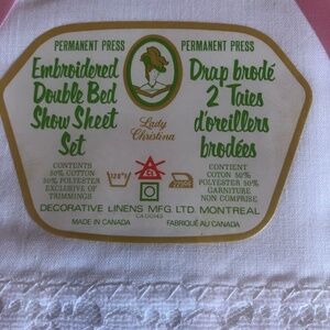 Vintage Embroidered double bed show sheet set by Lady Christina- new in package